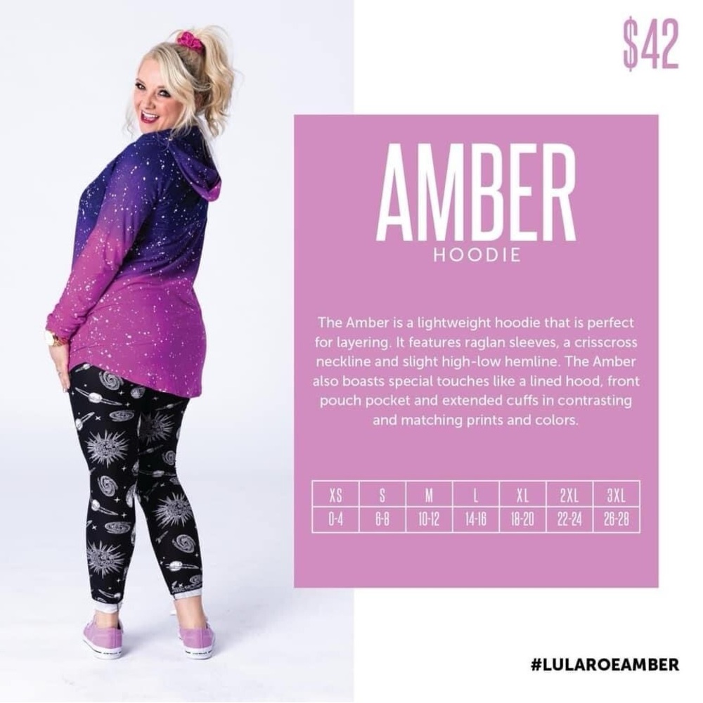Lularoe Amber - Striped Gray and Black Hoodie - Picture 3 of 3
